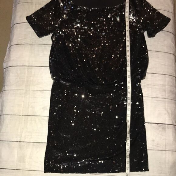 Rachel Zoe Sequin Blouson Mini Dress Flip Sequins - Picture 4 of 9